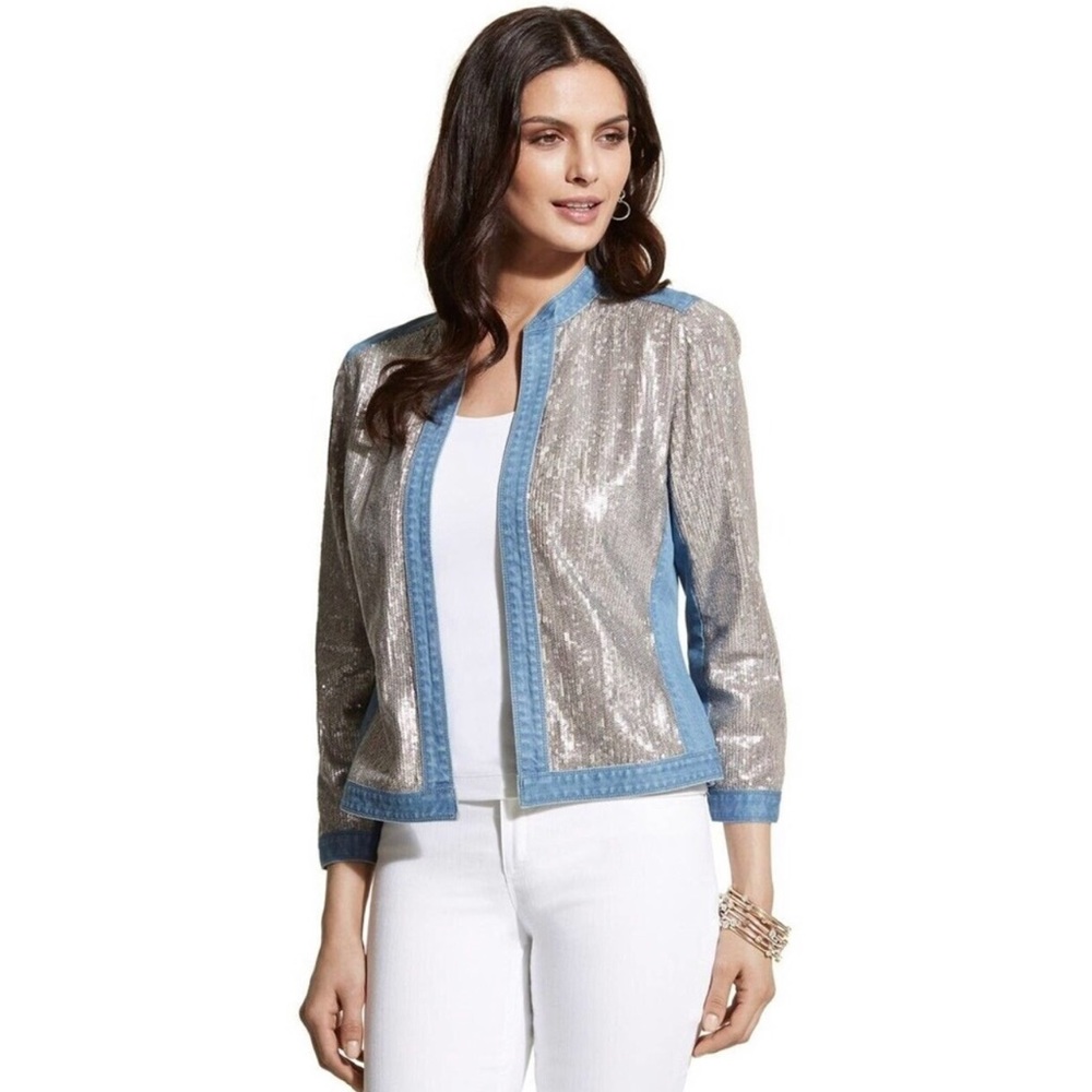 Chico’s Denim and Sequin Jacket